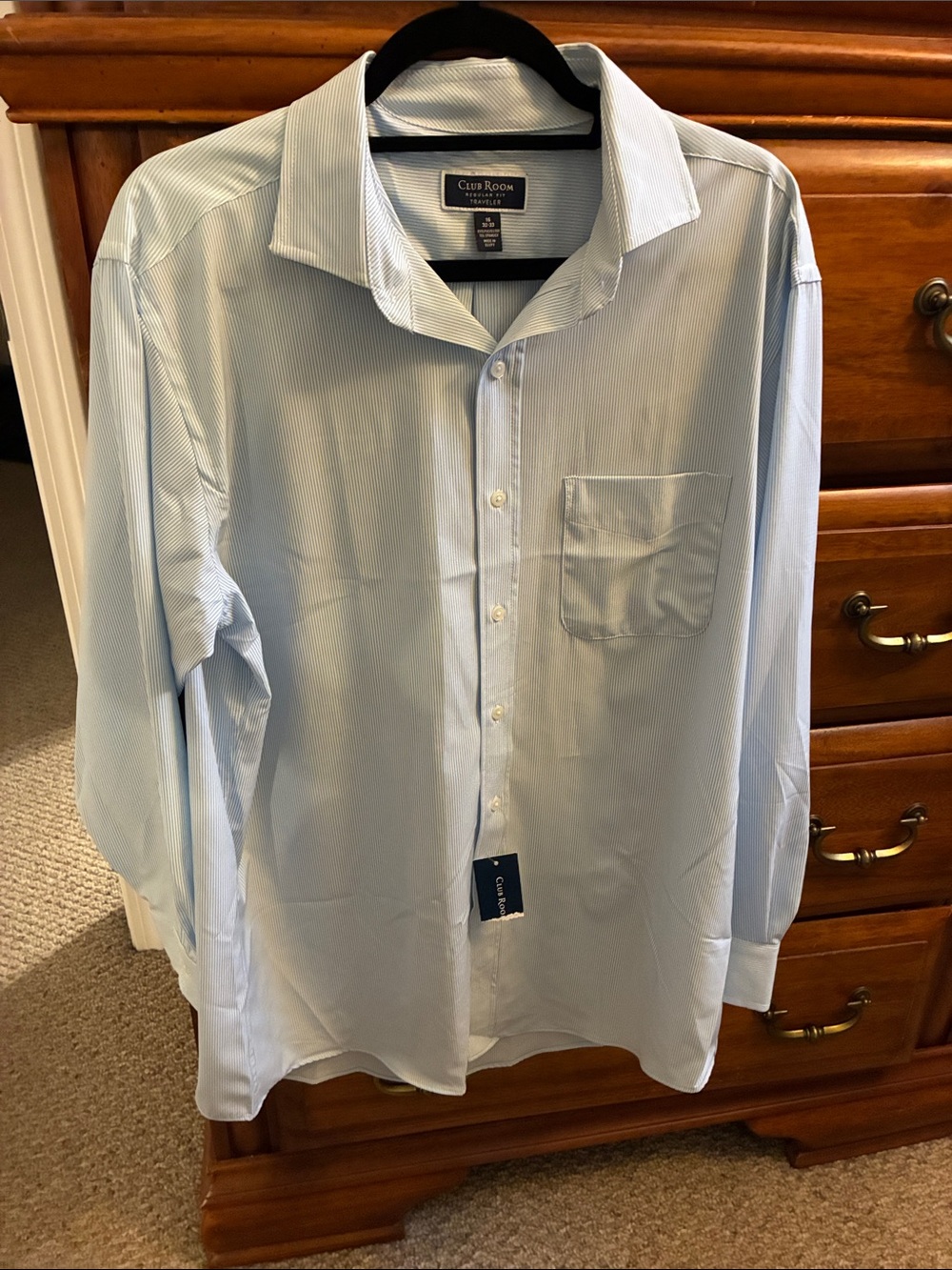 Club Room Light Blue Long-Sleeve Button-Up Dress Shirt